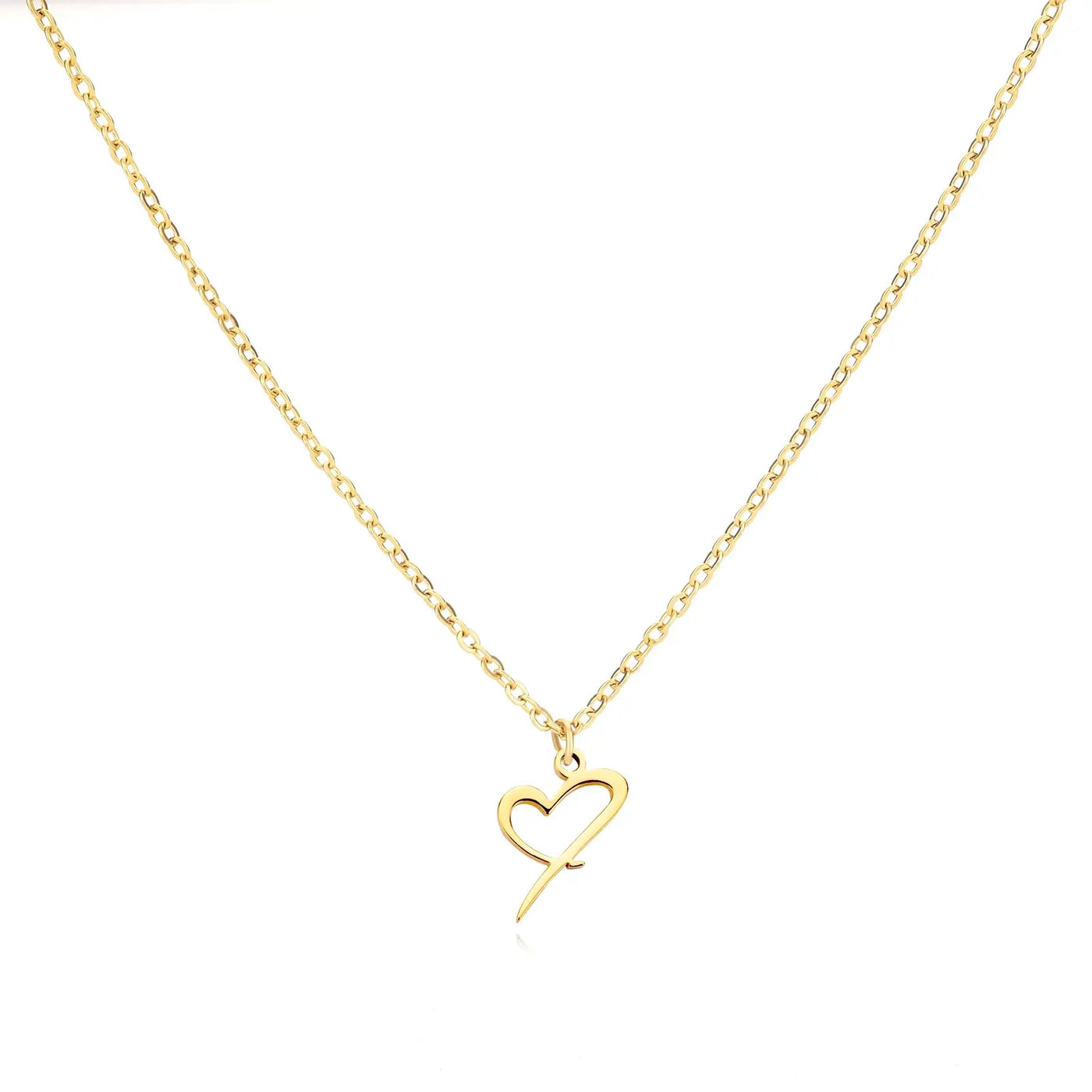 Cursive Letter Necklace Heart