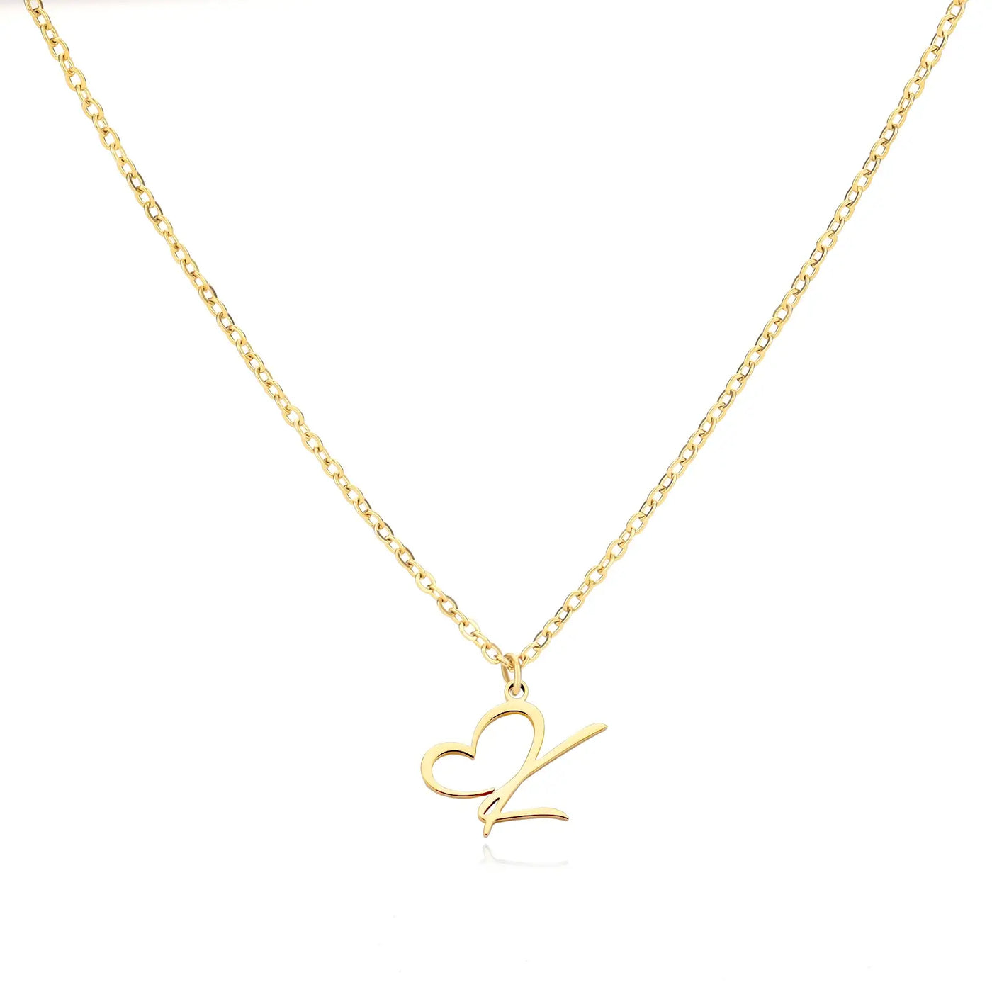 Cursive Letter Necklace Heart