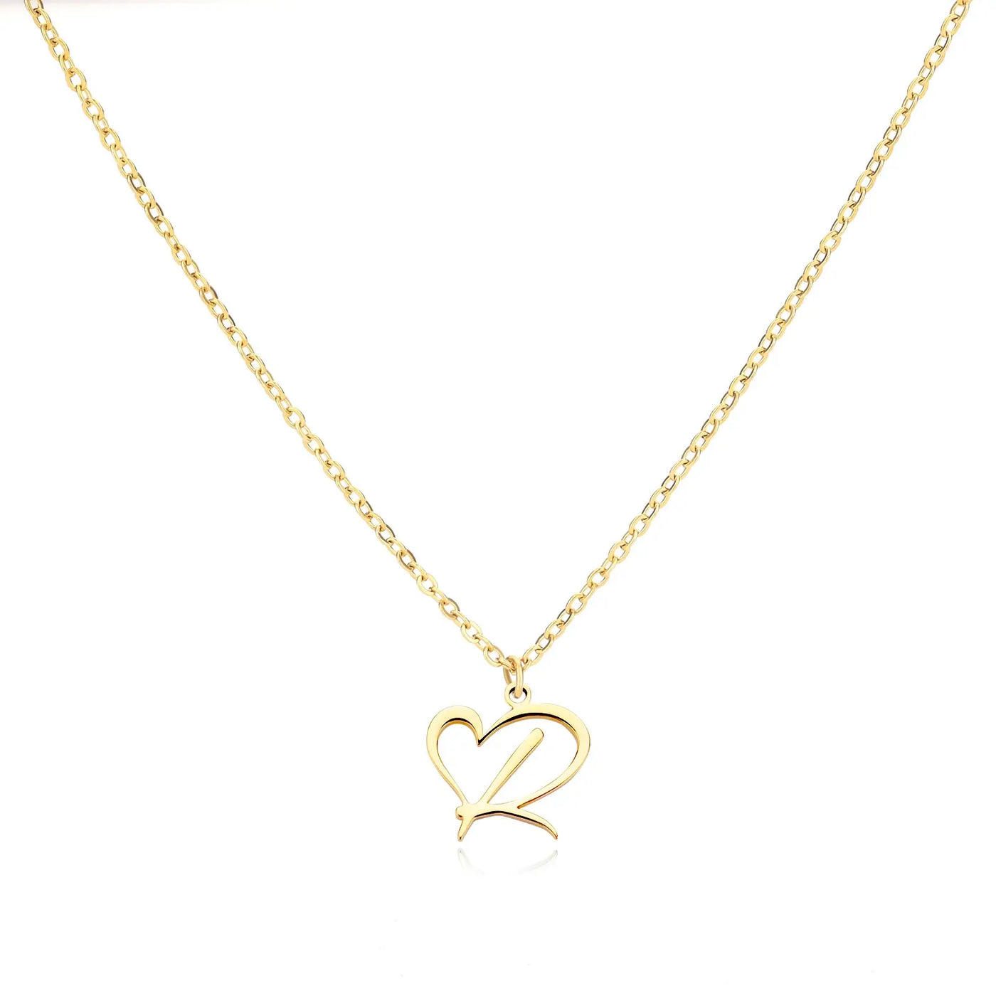 Cursive Letter Necklace Heart